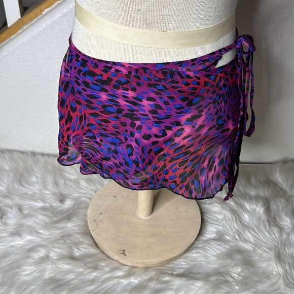 Vibrant Animal Print Sheer Wrap Skirt - Picture 1 of 7